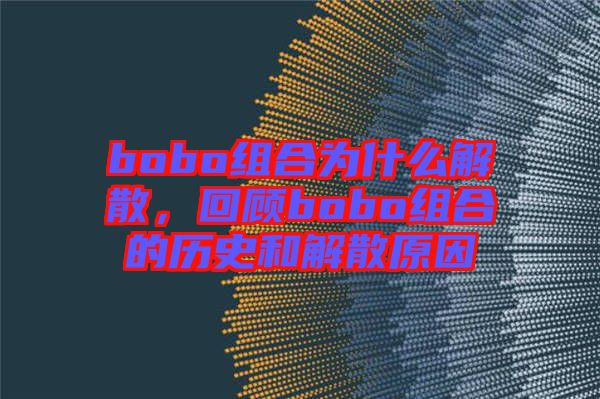 bobo組合為什么解散，回顧bobo組合的歷史和解散原因