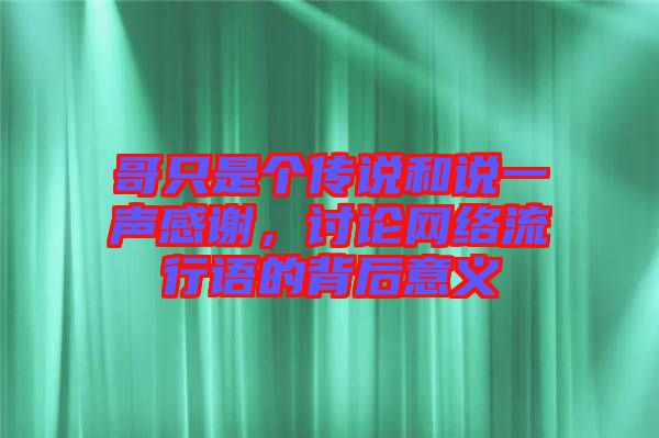 哥只是個傳說和說一聲感謝，討論網絡流行語的背后意義