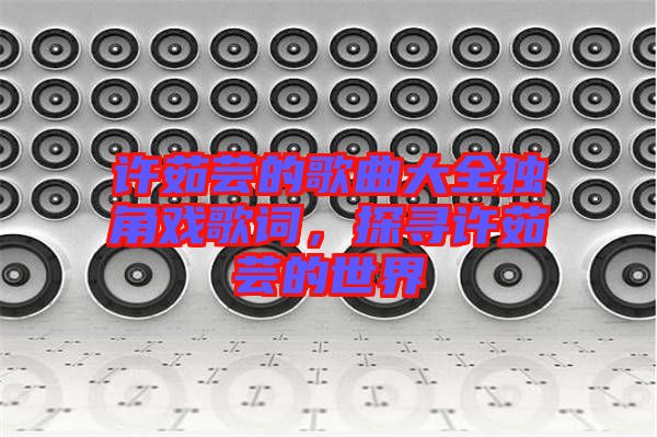 許茹蕓的歌曲大全獨角戲歌詞，探尋許茹蕓的世界