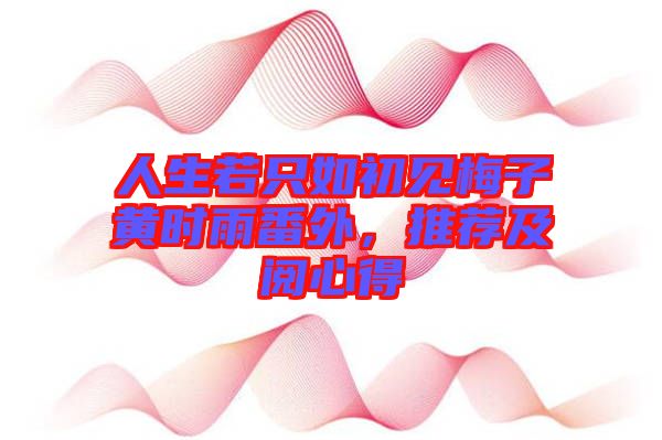 人生若只如初見梅子黃時雨番外，推薦及閱心得