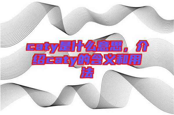 caty是什么意思，介紹caty的含義和用法