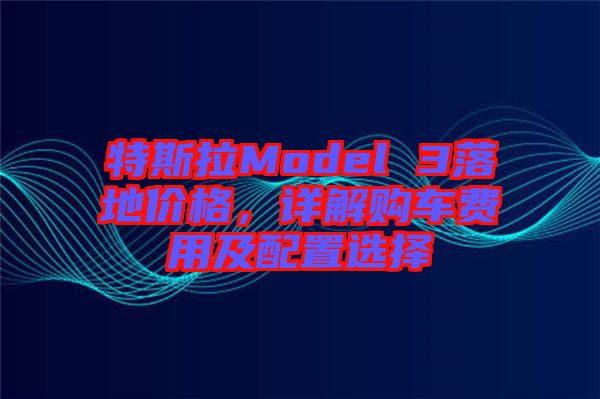 特斯拉Model 3落地價格，詳解購車費用及配置選擇