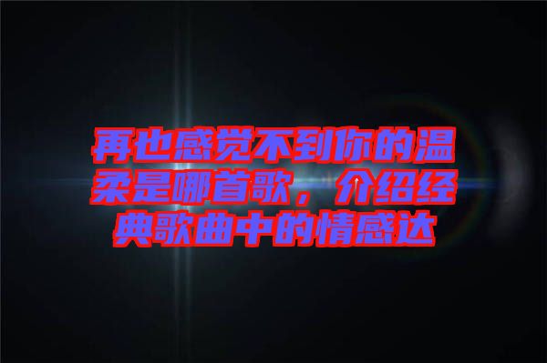 再也感覺不到你的溫柔是哪首歌，介紹經典歌曲中的情感達