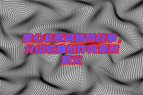 是心非歌詞背后故事，介紹歌曲創作背景和意義