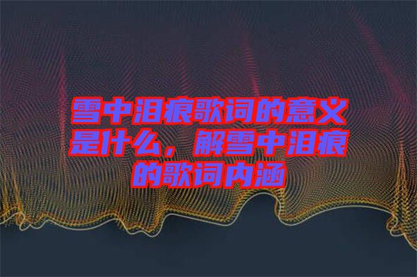 雪中淚痕歌詞的意義是什么，解雪中淚痕的歌詞內涵