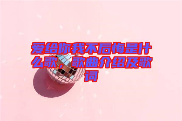 愛給你我不后悔是什么歌，歌曲介紹及歌詞