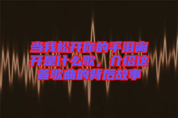 當(dāng)我松開(kāi)你的手淚離開(kāi)是什么歌，介紹這首歌曲的背后故事