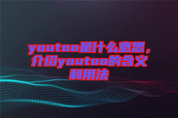 youtoo是什么意思，介紹youtoo的含義和用法