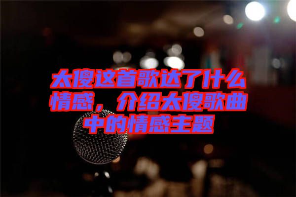 太傻這首歌達了什么情感，介紹太傻歌曲中的情感主題