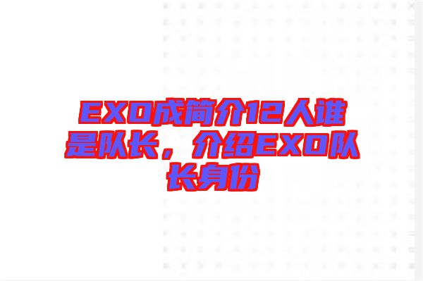 EXO成簡介12人誰是隊長，介紹EXO隊長身份