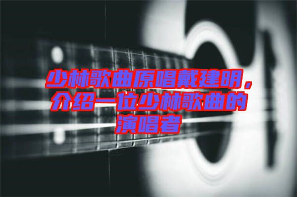 少林歌曲原唱戴建明，介紹一位少林歌曲的演唱者