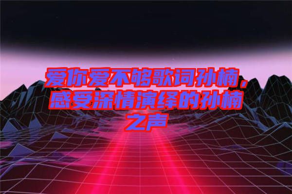 愛你愛不夠歌詞孫楠，感受深情演繹的孫楠之聲