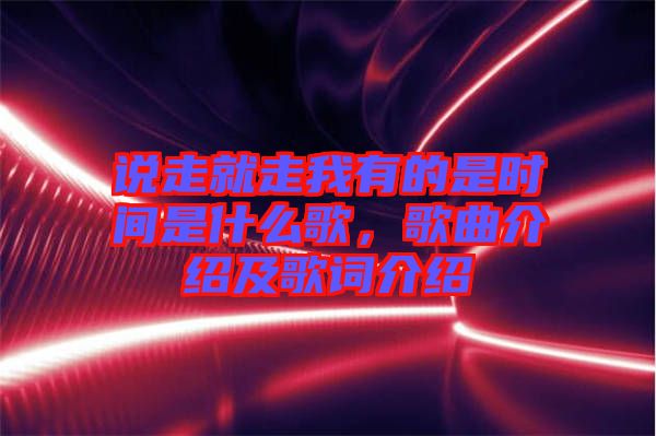 說走就走我有的是時間是什么歌，歌曲介紹及歌詞介紹