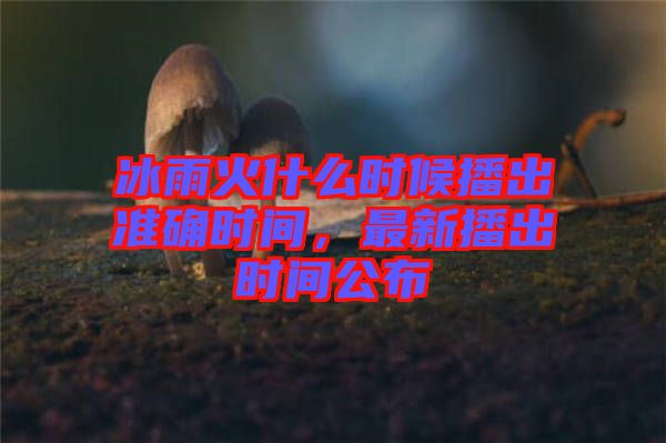 冰雨火什么時候播出準(zhǔn)確時間，最新播出時間公布