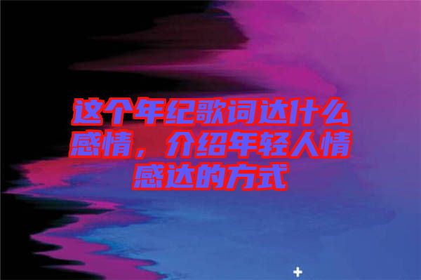 這個年紀歌詞達什么感情，介紹年輕人情感達的方式