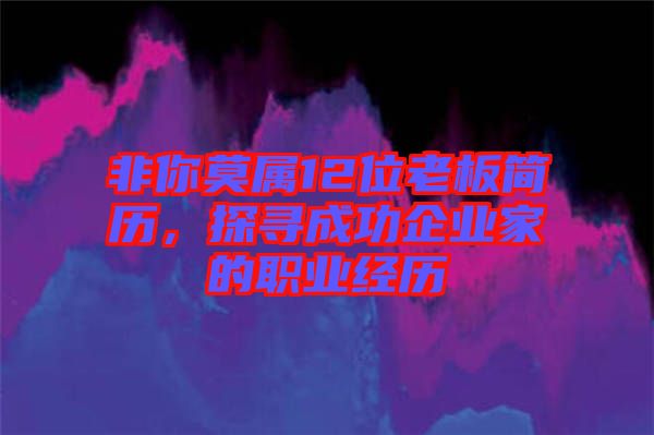 非你莫屬12位老板簡歷，探尋成功企業家的職業經歷