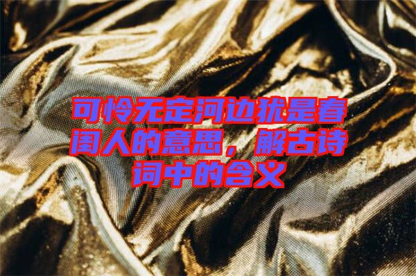 可憐無(wú)定河邊猶是春閨人的意思，解古詩(shī)詞中的含義