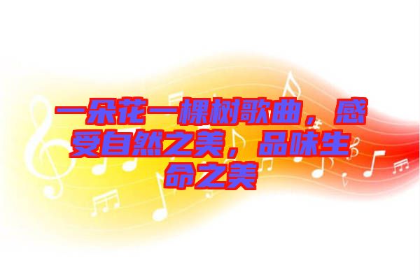 一朵花一棵樹歌曲，感受自然之美，品味生命之美