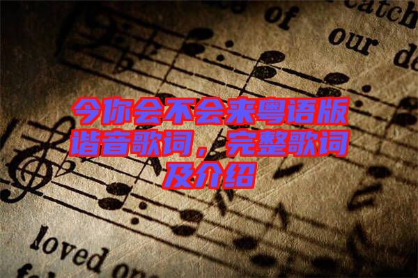 今你會(huì)不會(huì)來粵語版諧音歌詞，完整歌詞及介紹