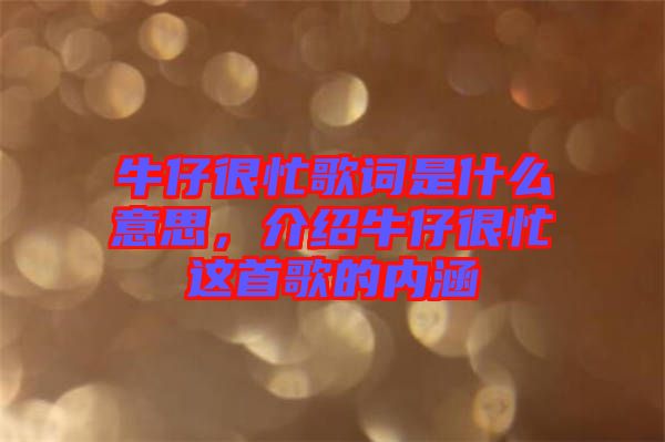 牛仔很忙歌詞是什么意思，介紹牛仔很忙這首歌的內涵