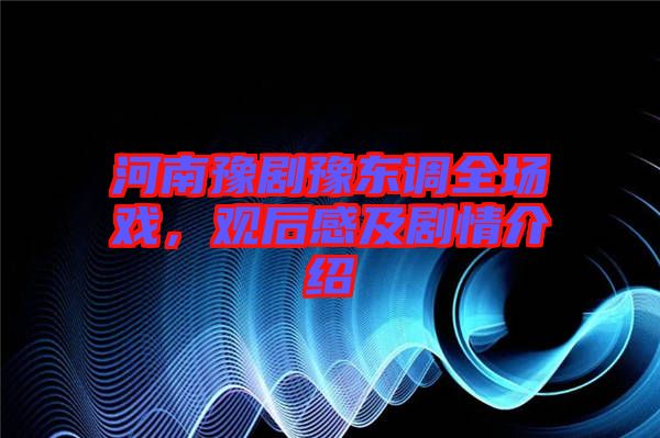 河南豫劇豫東調全場戲，觀后感及劇情介紹