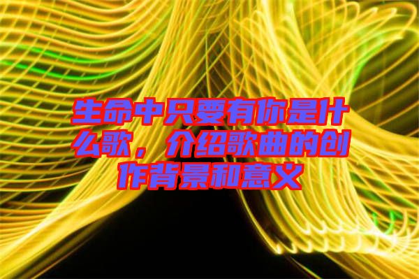 生命中只要有你是什么歌，介紹歌曲的創作背景和意義