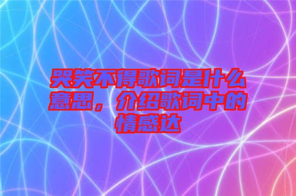 哭笑不得歌詞是什么意思，介紹歌詞中的情感達