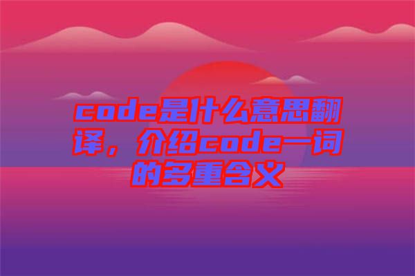 code是什么意思翻譯，介紹code一詞的多重含義