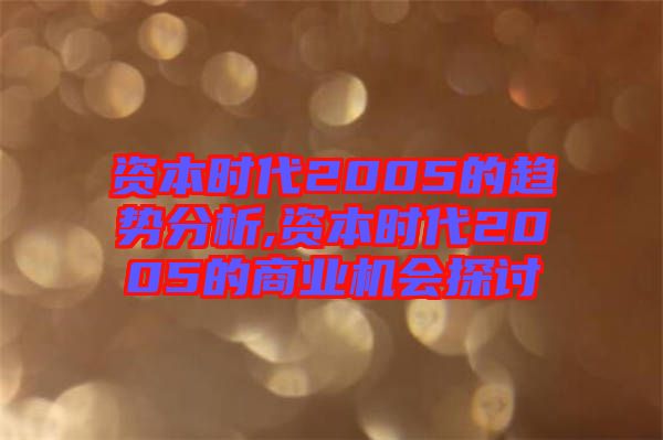 資本時代2005的趨勢分析,資本時代2005的商業機會探討